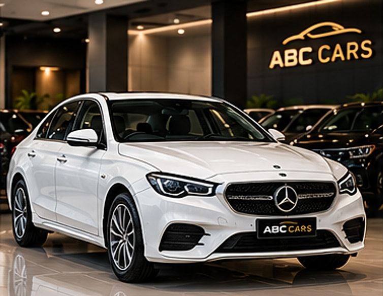 Pre-owned white Mercedes-Benz E-Class sedan at ABC CARS
